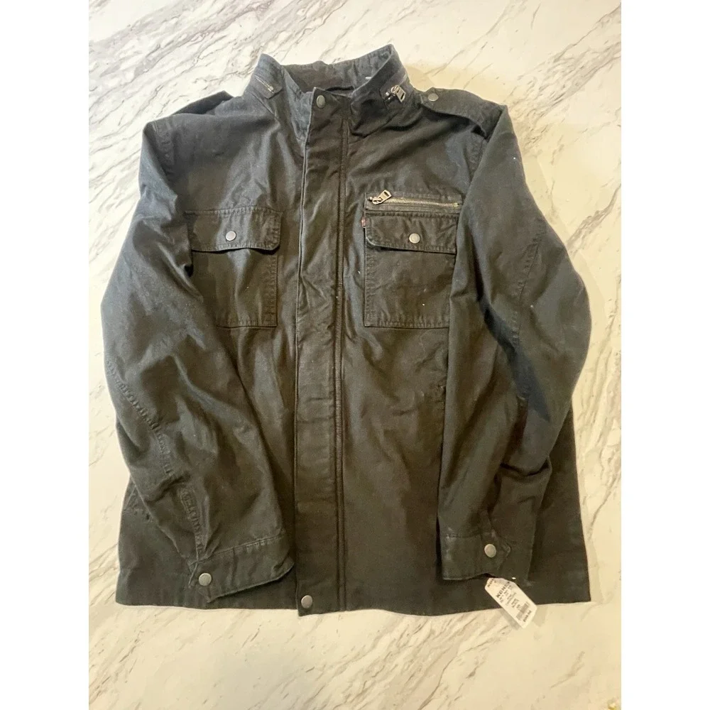Levis Military Jacket Mens XXL Black Canvas